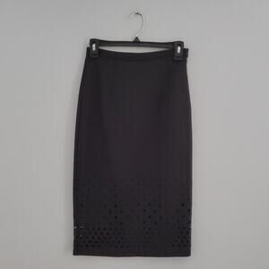 Spense Black Midi Laser Cutout Pencil Skirt S